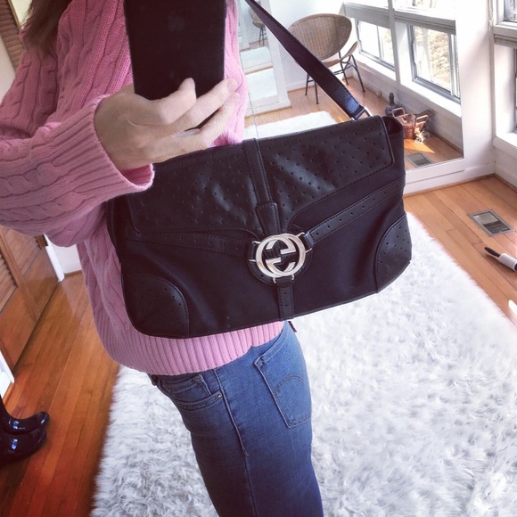 Vintage authentic Gucci double G leather bag GG - Picture 3 of 8